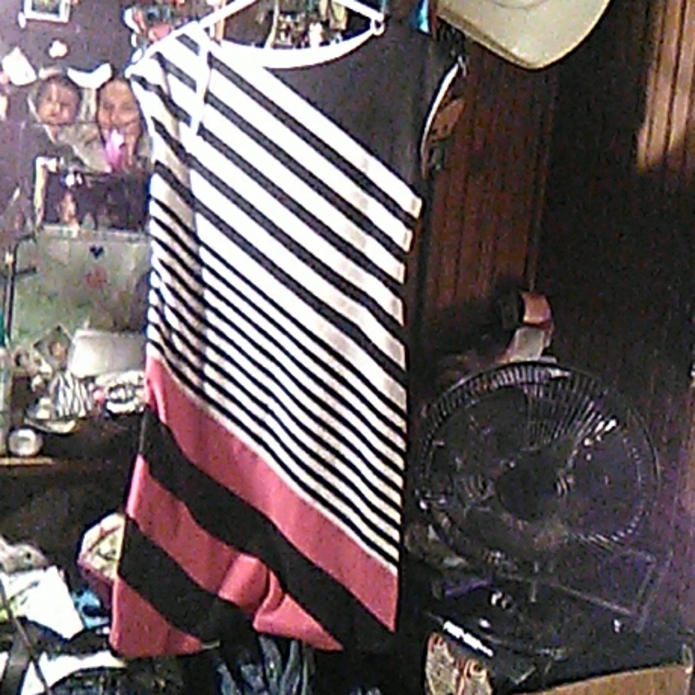 Black pink and white dress